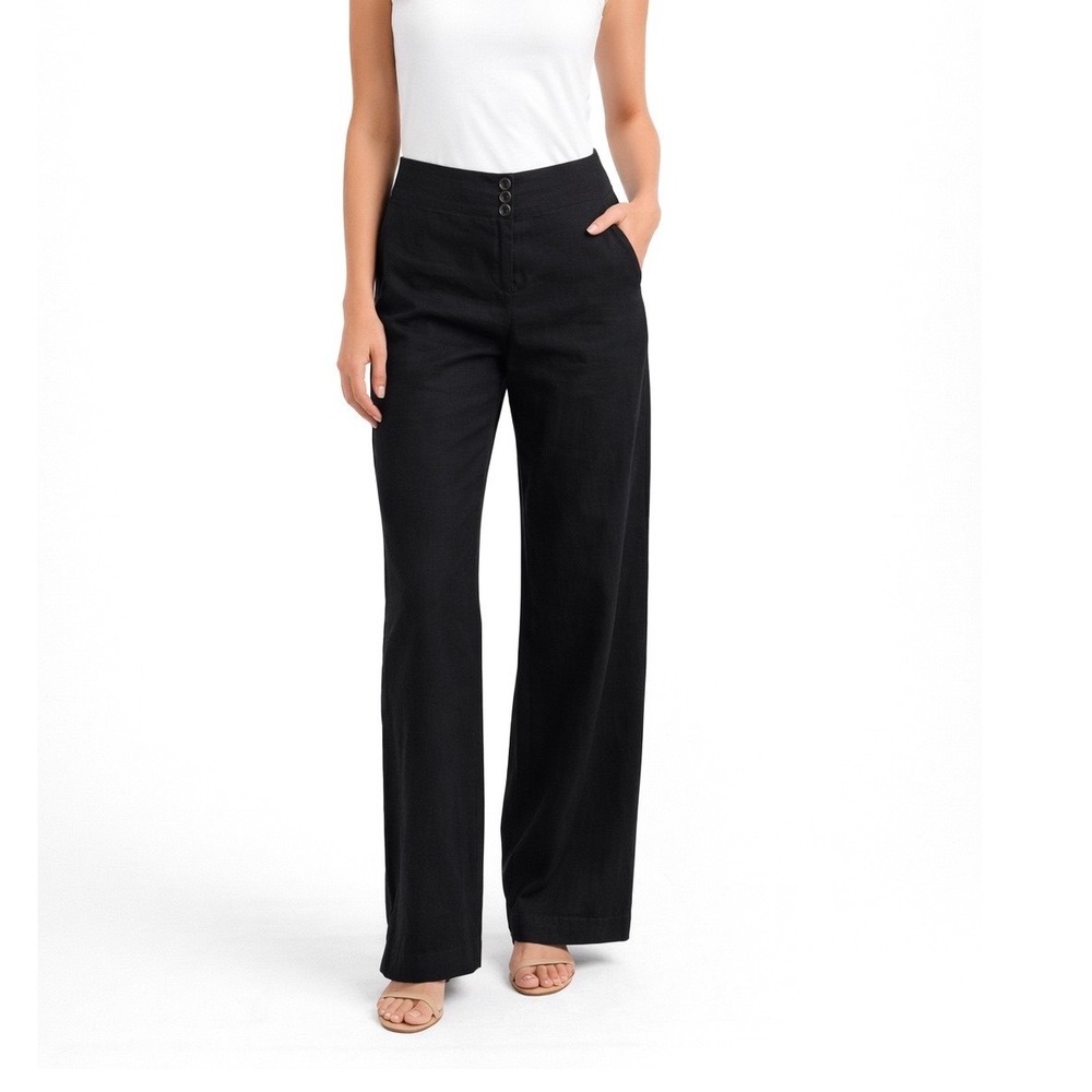 The Limited Dress Pants Black Wide Leg Button Fly Cotton Blend Women's 8 66-43
